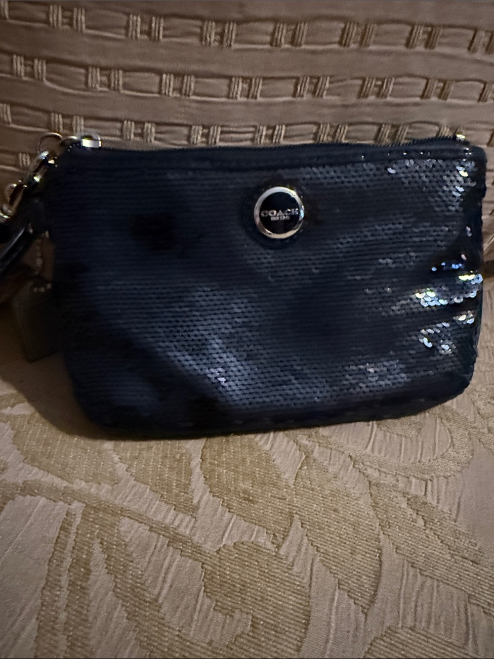 Coach Madison Black Sequin Wristlet, preloved